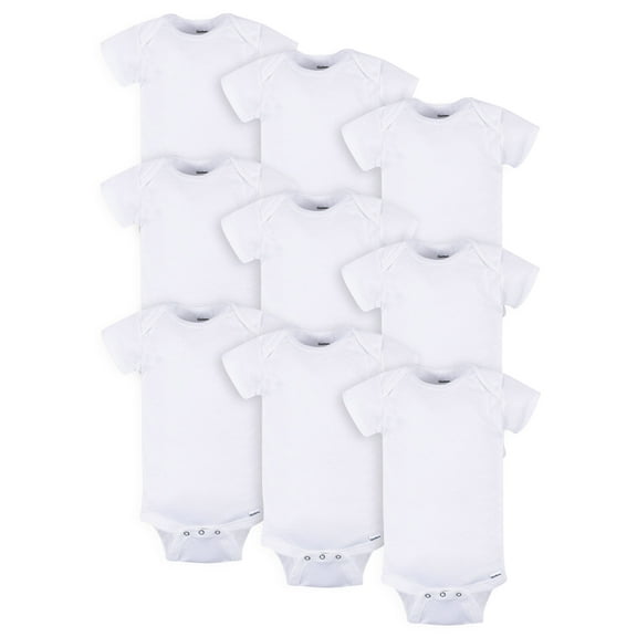 Gerber Gender Neutral White Short Sleeve Bodysuits, 9-Pack, Sizes Preemie - 24 Months