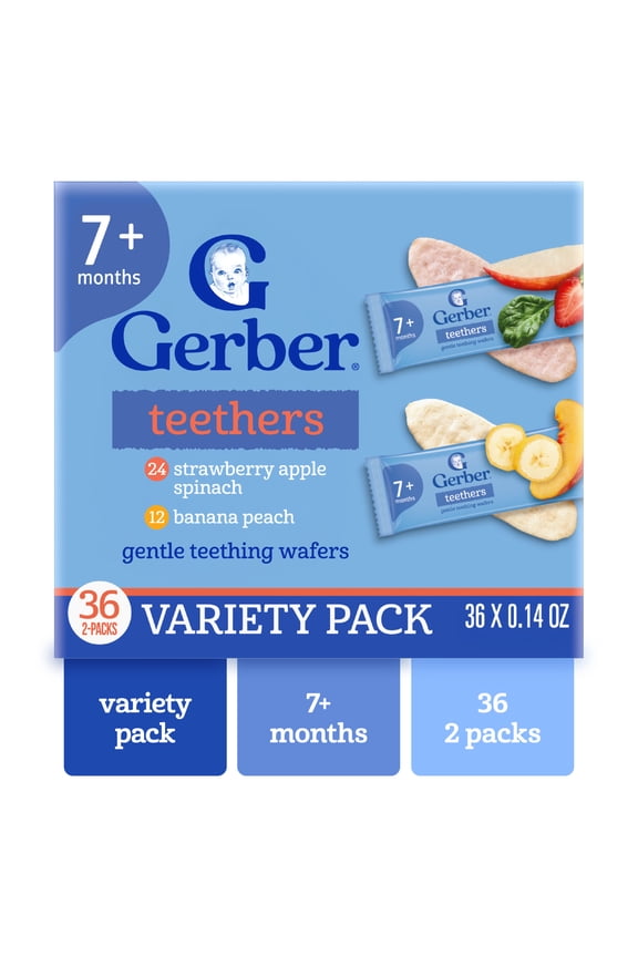 Gentle Teething Wafers, Variety Pack Baby Teethers, 72 Count Box