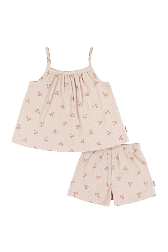 Girl Sleeveless Tank Top and Shorts Set, Pink 2 Piece Set (12 Months-5T)