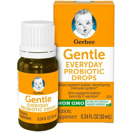 Gerber Good Start Gentle Everyday Probiotics Baby Probiotic Drops, 0.34 fl oz, Box, (Pack of 4), Vitamin D