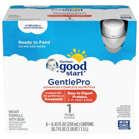 Gerber Good Start Gentle Pro Ready to Feed Baby Formula, 8.45 fl oz Bottle (6 Pack)