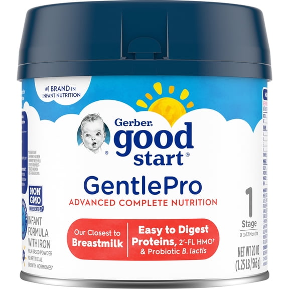 Gerber Gentlepro (Hmo) GMO-Free Powder Baby Formula for Complete Nutrition 20 ONZ Tub