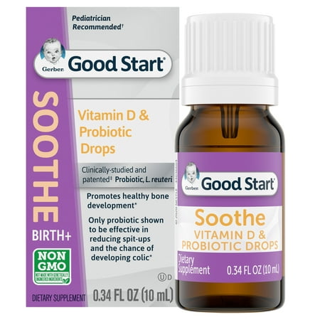 Gerber Good Start Soothe Baby Probiotic Drops with Vitamin D, 0.34 fl oz Bottle