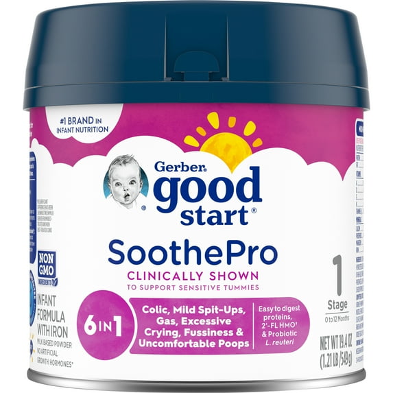 Gerber Good Start SoothePro (HMO) Powder Infant Formula, Stage 1, 19.4 oz