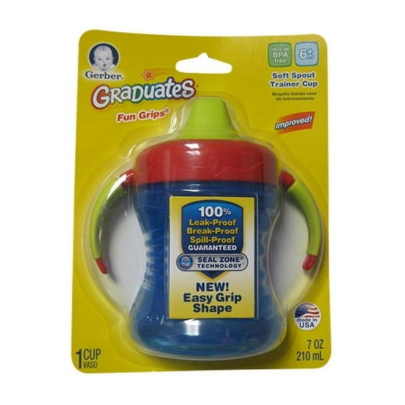 Gerber Graduates Fun Grips Soft Spout Trainer Cup In Assorted Colors, 7 Oz