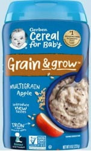 Gerber Stage 2 Baby Food, Multigrain Apple Cereal, Whole Grains, Baby Cereal, 6PK