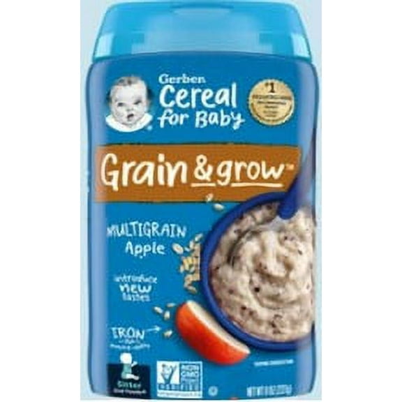 Gerber Stage 2 Baby Food, Multigrain Apple Cereal, Whole Grains, Baby Cereal, 6PK