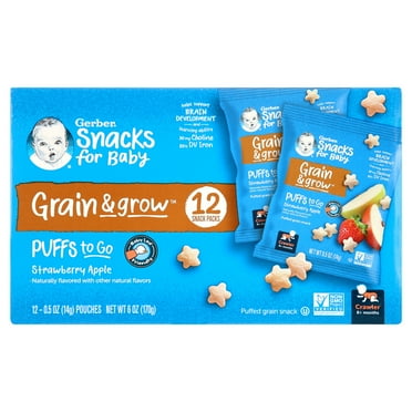 Gerber Grain & Grow Strawberry Apple Stage 3 Toddler Snack, 0.5 oz Pouch (12 Pack)