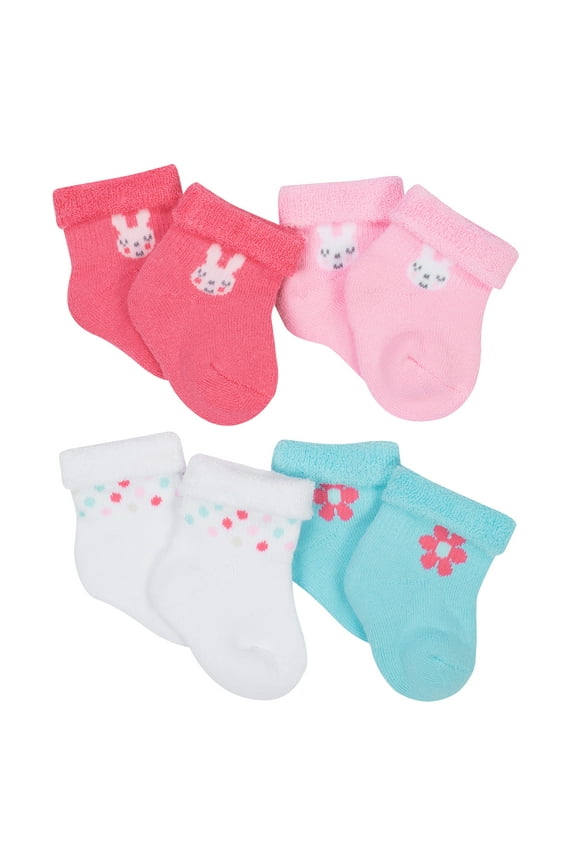 Gerber Infant Girls Socks, 4 Pack