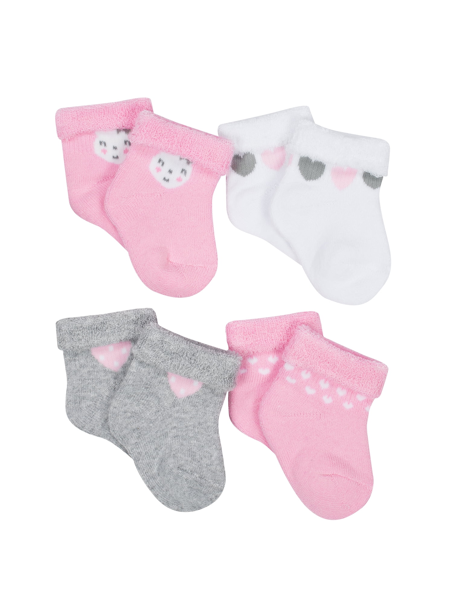 Gerber Infant Girls Socks, 4 Pack
