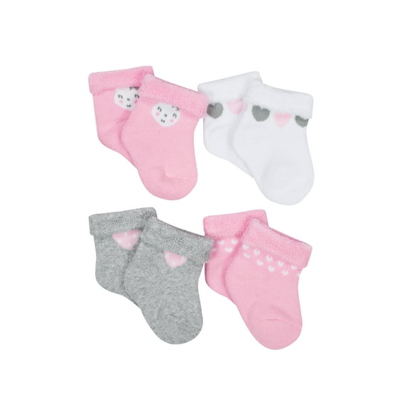 Gerber Infant Girls Socks, 4 Pack