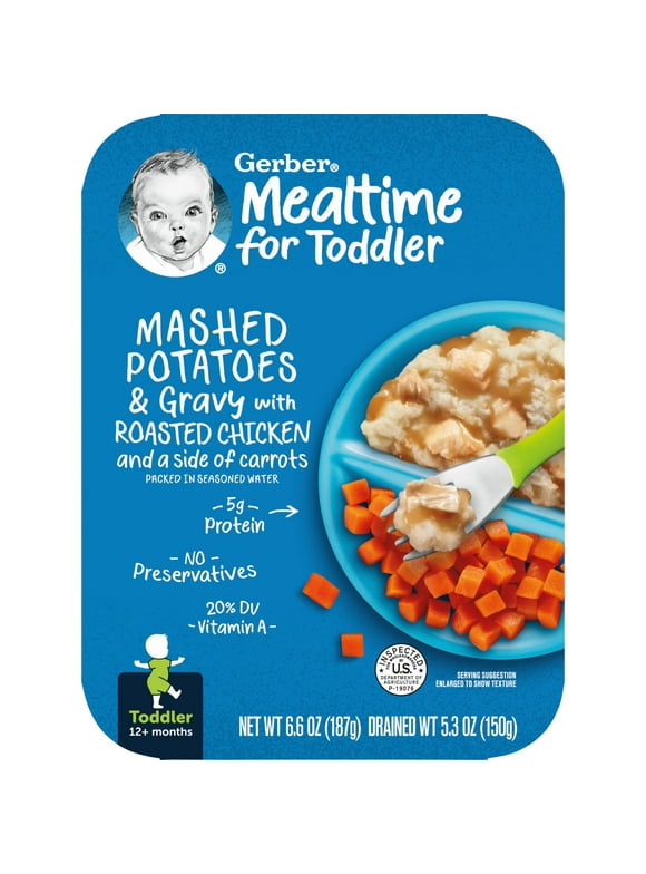 Gerber Lil' Entrees Mashed Potatoes and Gravy with Roasted Chicken and Carrots Toddler Food, 6.6 Oz