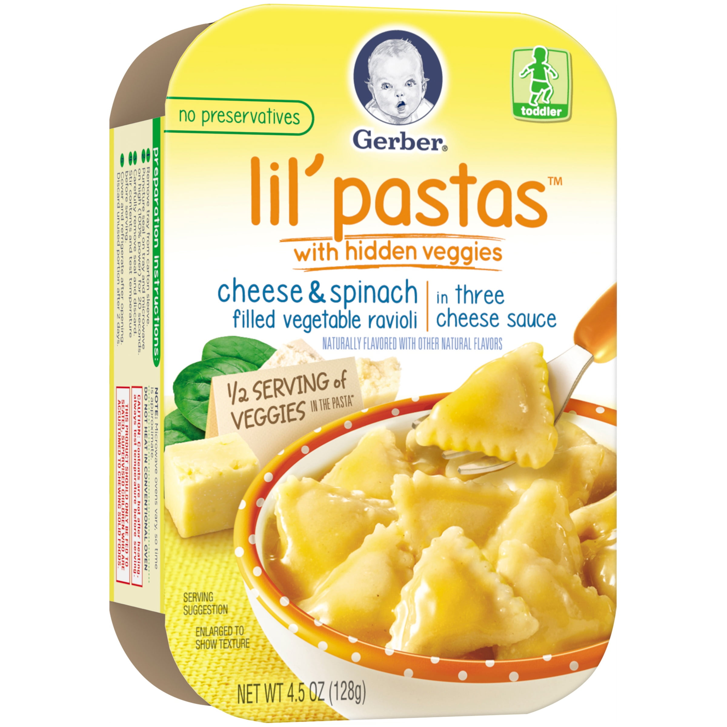 Gerber Lil Pastas with Hidden Veggies Cheese and Spinach Filled