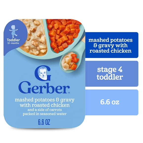 Gerber Toddler Food, Mashed Potatoes & Gravy with Chicken, Mealtime for Toddler 6.6 oz
