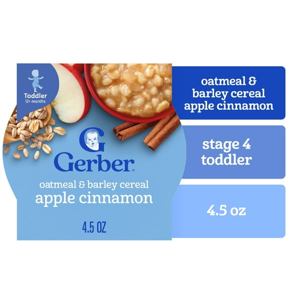Gerber Mealtime for Toddler, Oatmeal & Barley Cereal, Apple Cinnamon, 4.5 oz