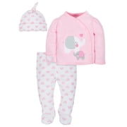 Gerber Modern Fit Long Sleeve Shirt Pant Cap Set (Newborn), 3 Piece Set