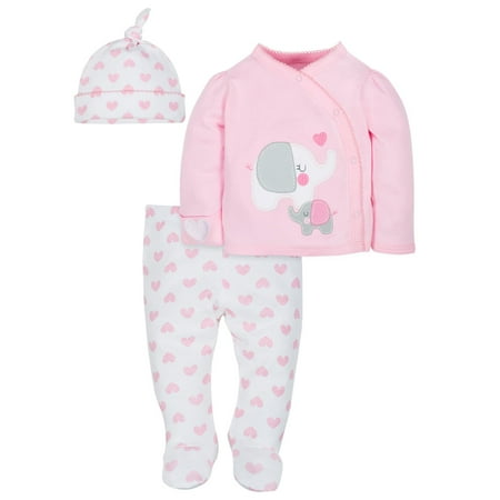 Gerber Modern Fit Long Sleeve Shirt Pant Cap Set (Newborn), 3 Piece Set