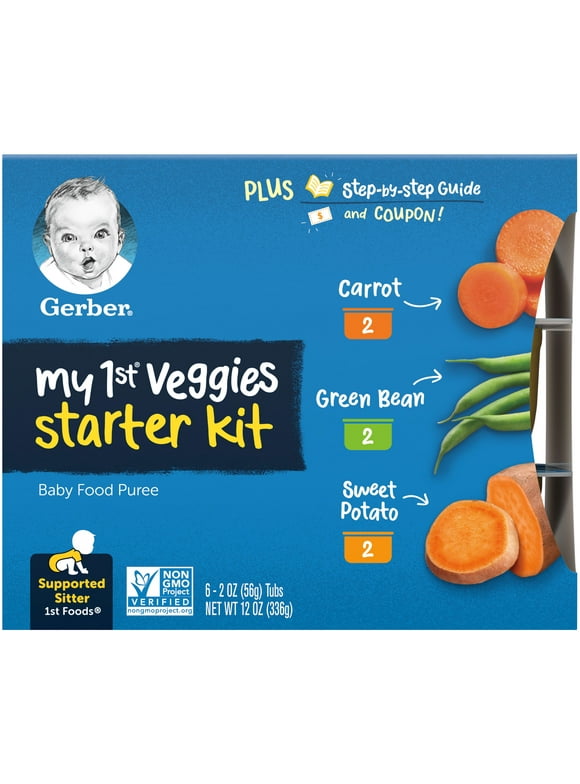 Gerber My 1st Veggies Starter Kit, Baby Food Puree, 2 oz Tubs, Variety (6 Pack)
