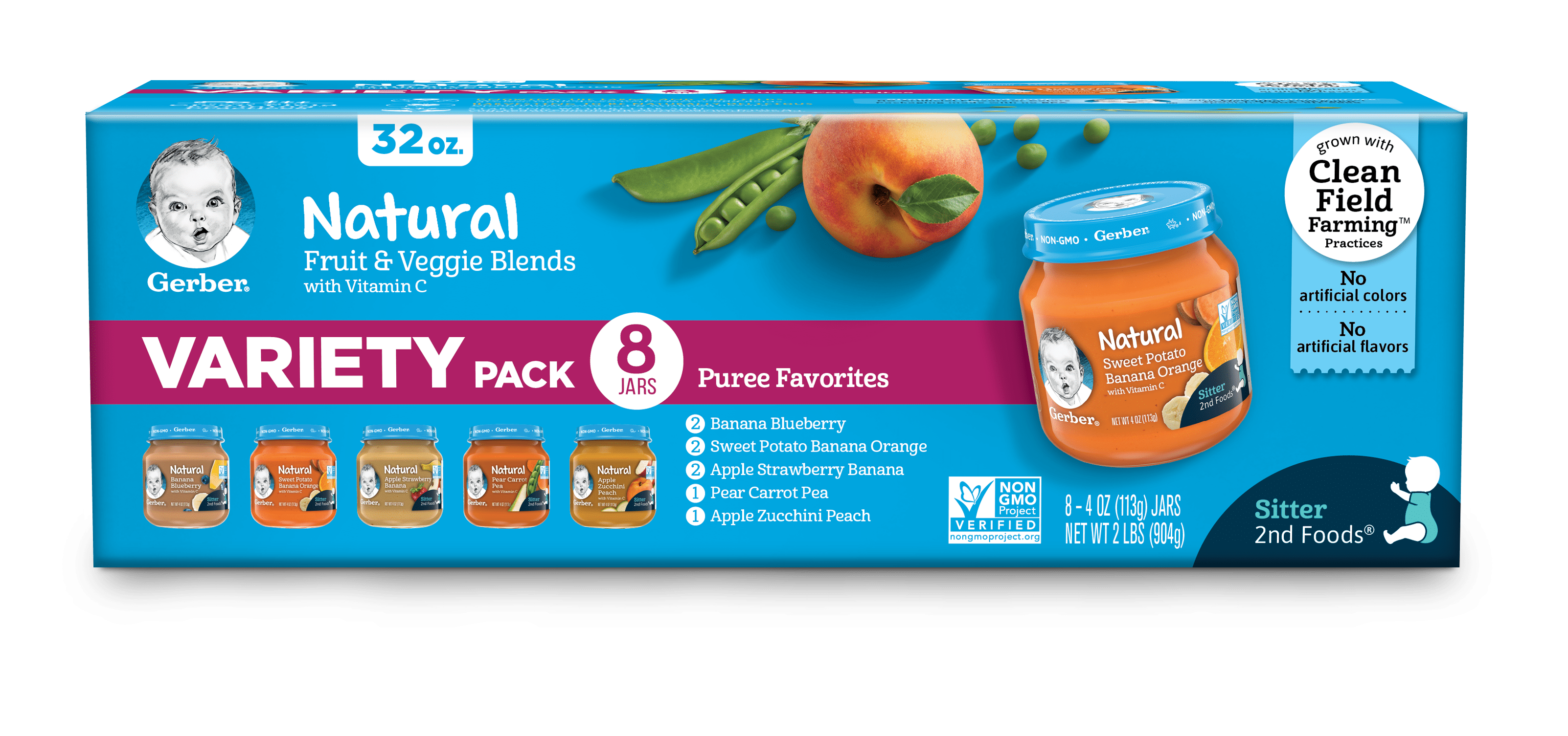 Gerber Natural Stage Baby Food, Variety Pack, 32 Oz Jar,, 47% OFF