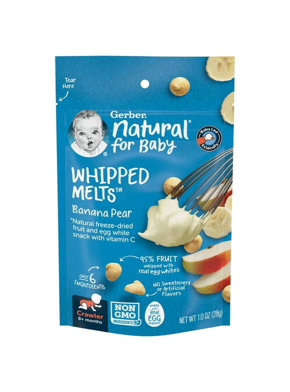 Gerber Natural Whipped Melts Baby Snacks Banana Pear, 0.85 oz Bag