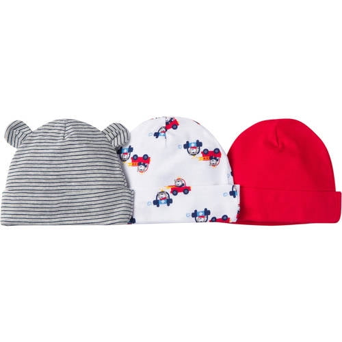 Gerber Newborn Baby Boy Assorted Caps, 3Pack