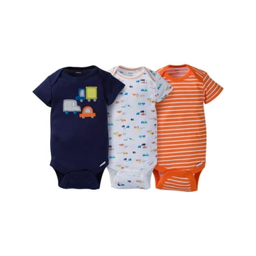 Gerber Newborn Baby Boy Assorted Short Sleeve Onesies Bodysuits, 3-Pack