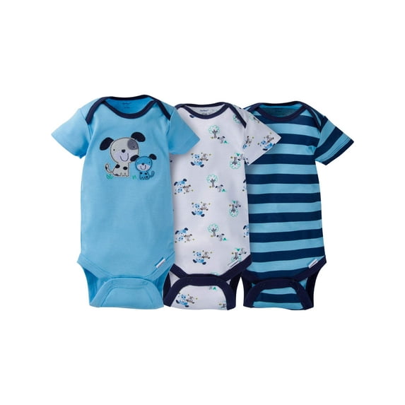 Gerber Newborn Baby Boy Assorted Short Sleeve Onesies Bodysuits, 3-Pack