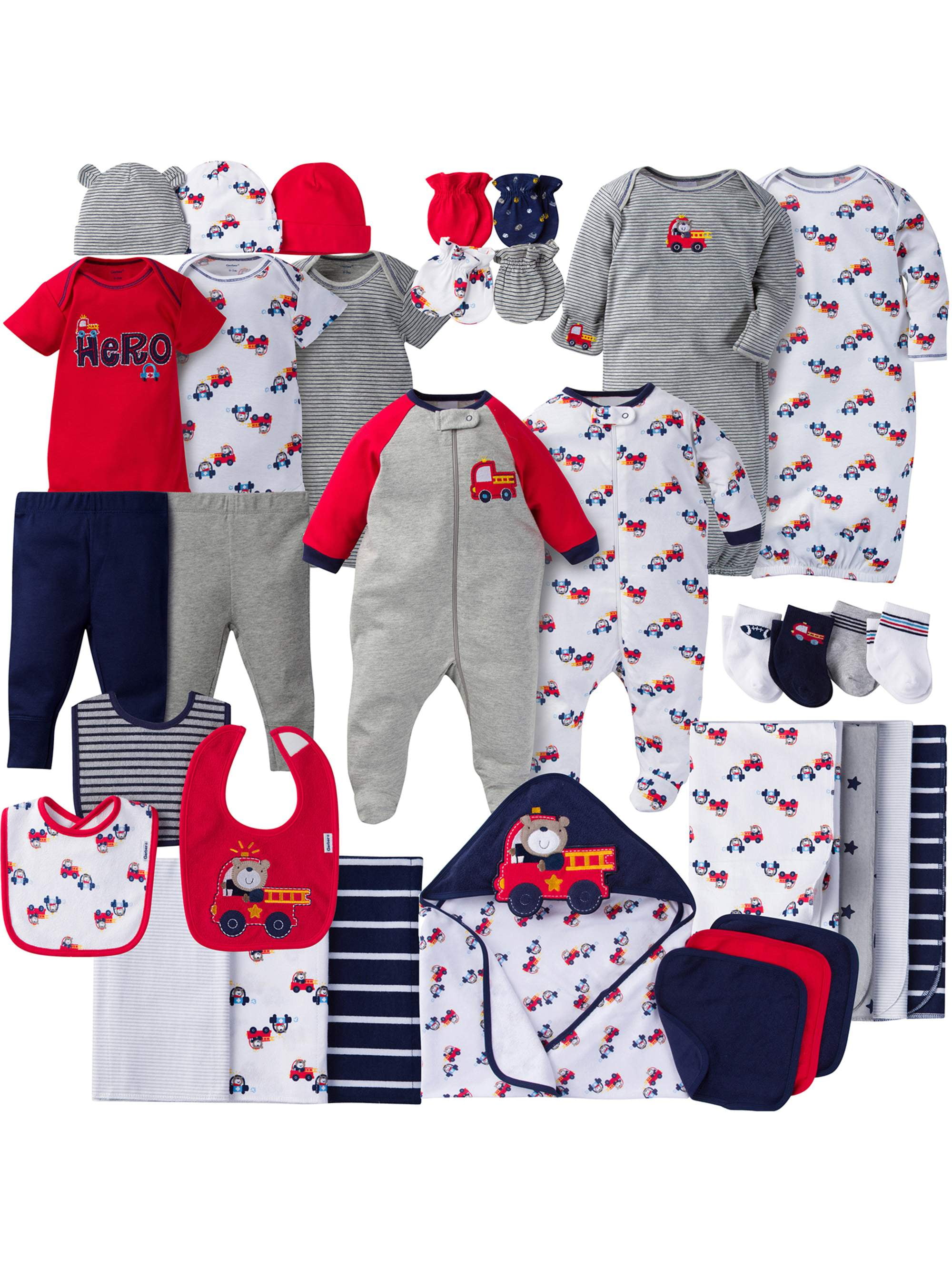 Gerber Newborn Baby Boy Perfect Baby Shower Gift Layette Set, 34Piece