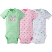 Gerber Newborn Baby Girl Onesies Bodysuits Assorted, 3-Pack