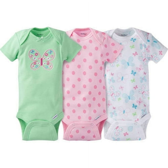 Gerber Newborn Baby Girl Onesies Bodysuits Assorted, 3-Pack
