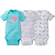 Gerber Newborn Baby Girl Onesies Bodysuits Assorted, 3-Pack