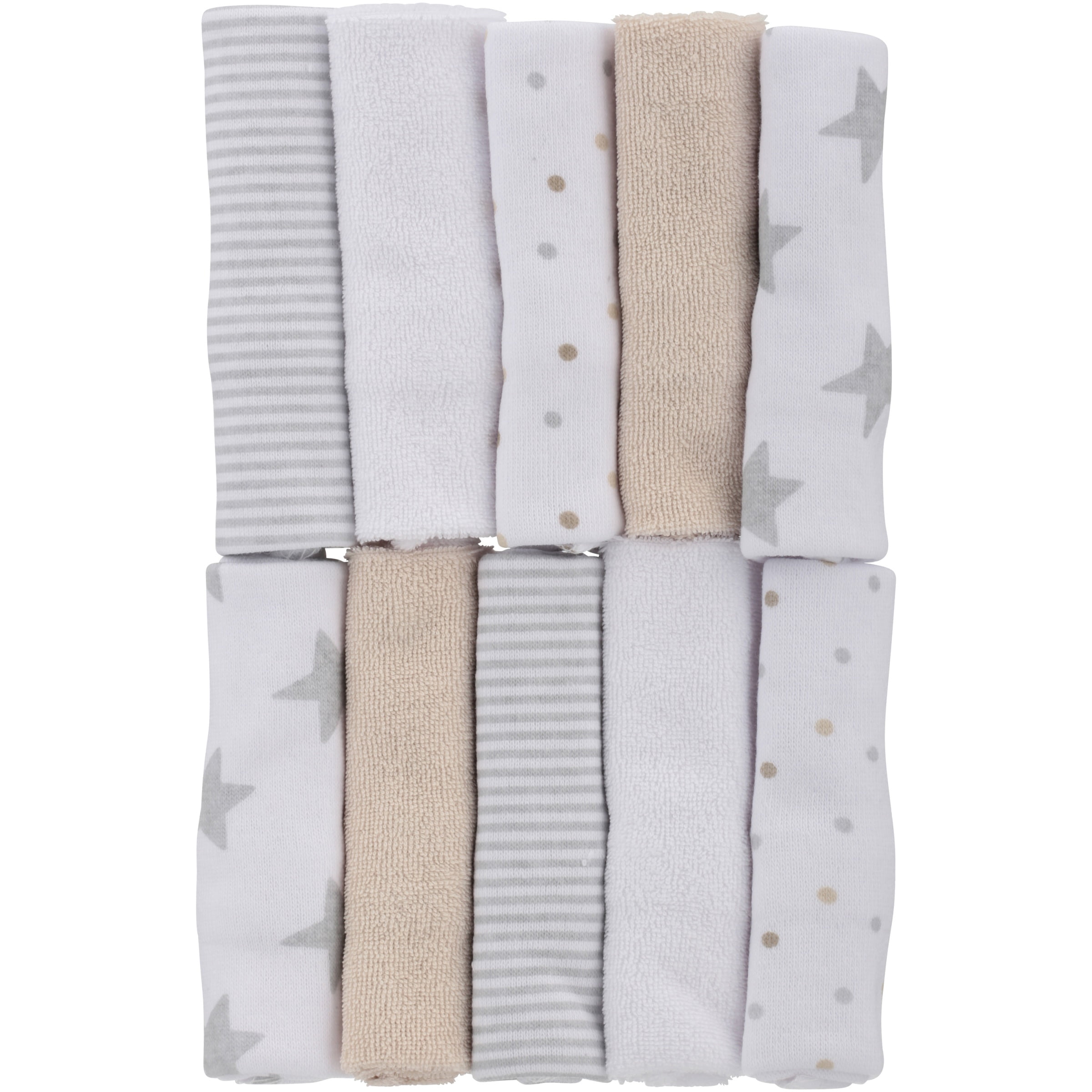 Gerber Newborn Baby Terry Printed Washcloths, Stars, 10 Pack