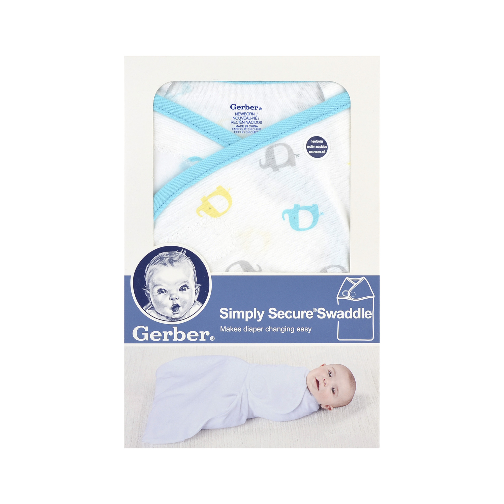 Gerber Newborn Baby Unisex Simply Secure Swaddle with EasyOpen Bottom