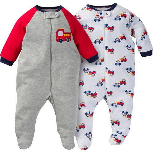 Gerber Newborn baby boy zip front sleep n play footed sleepers, 2pack