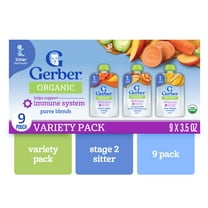 Gerber Stage 2 Baby Food, Organic Baby Food Pouches, Puree, 9PK