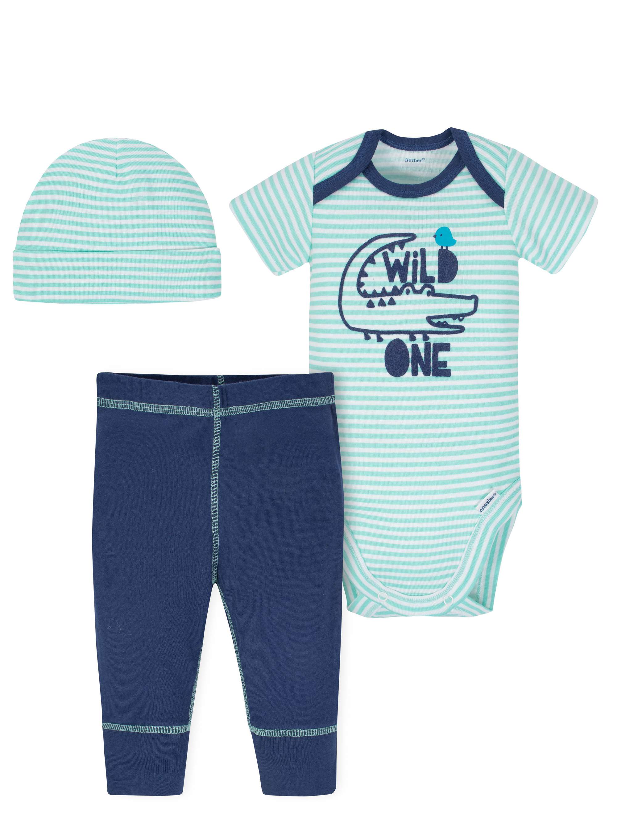 Gerber Onesies Bodysuit, Pants and Cap, 3pc Outfit Set (Baby Boys) - image 1 of 4