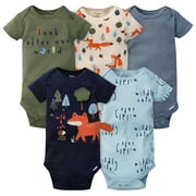 Gerber Onesies Brand Baby Boy Short Sleeve Bodysuits, 5 Pack, Sizes Newborn - 24 Months