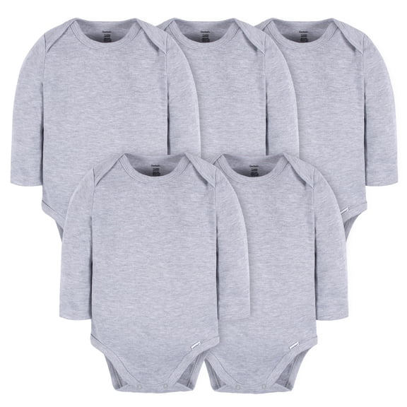 Gerber Onesies Brand Baby Gender Neutral Long Sleeve Bodysuits, 5 Pack, Sizes 12 Months - 24 Months