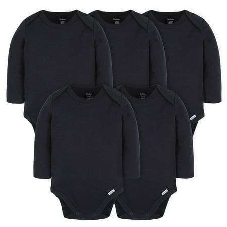Gerber Onesies Brand Baby Gender Neutral Long Sleeve Bodysuits, 5 Pack, Sizes 3-6 Months - 24 Months