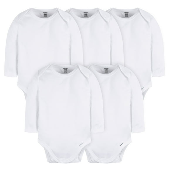 Gerber Onesies Brand Baby Gender Neutral Long Sleeve Bodysuits, 5 Pack