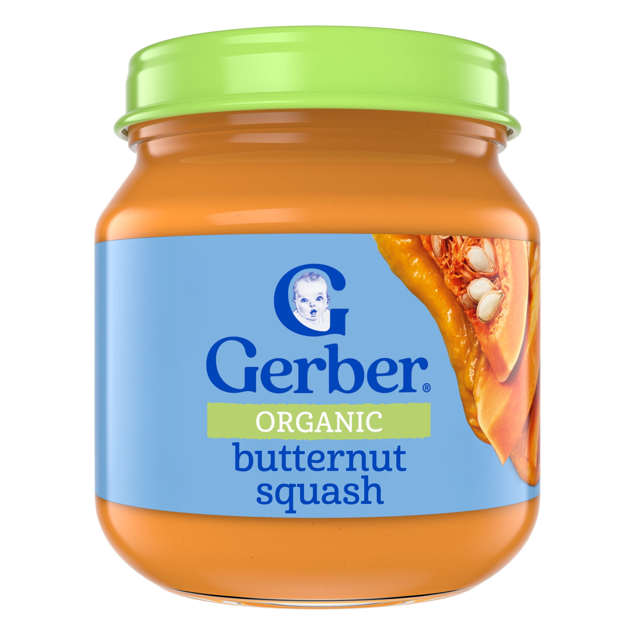 Gerber Organic Stage 1 Baby Food, Butternut Squash Puree, 4 oz Jar (10 Pack)
