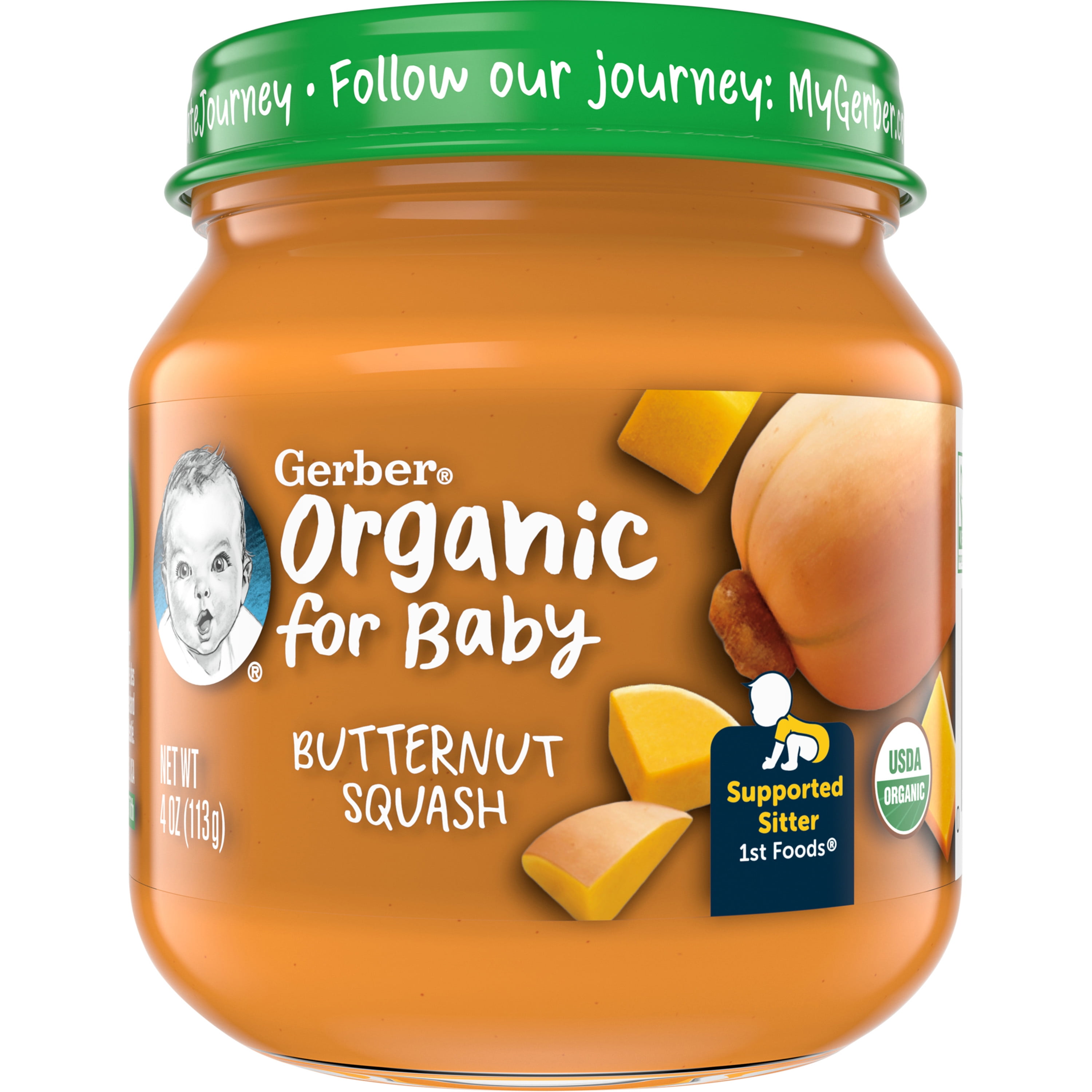Gerber Organic 1st Foods, Butternut Squash Baby Food, 4 oz Jars (10