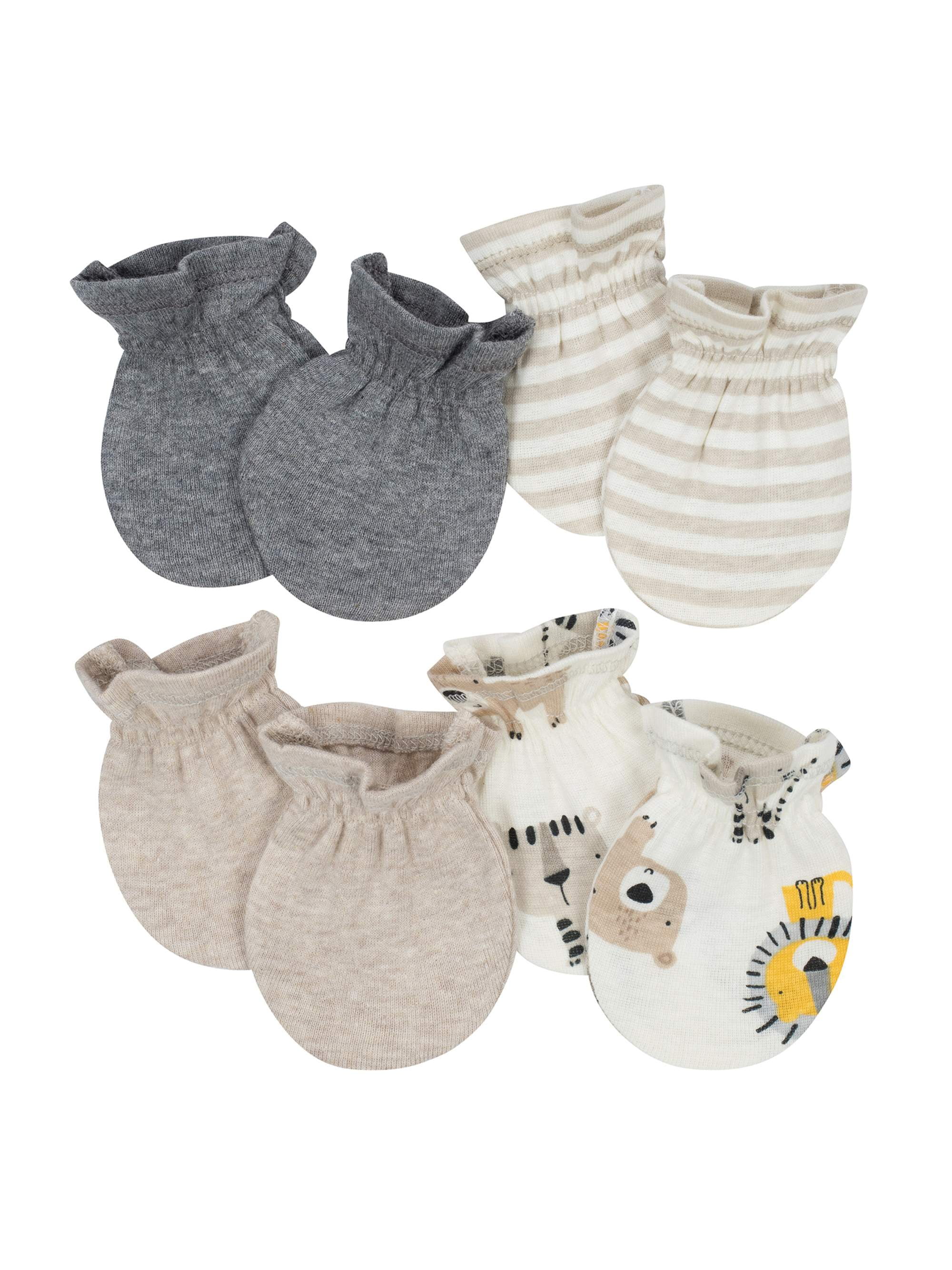 Gerber Organic Cotton Rib No Scratch Mittens 4pk Baby Boy
