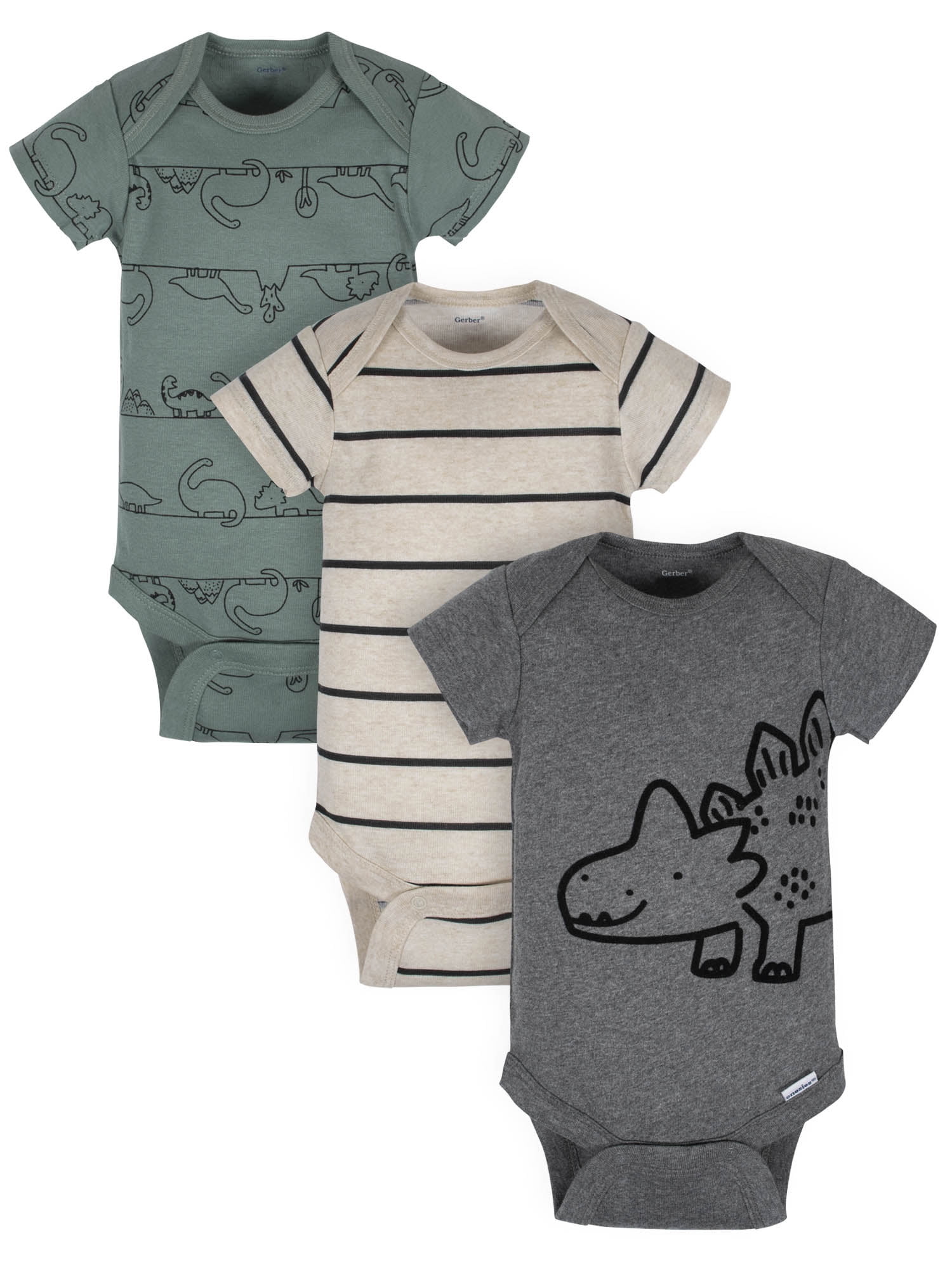 Gerber Organic Cotton Short Sleeve Onesies Bodysuits, 3pk (Baby Boy)