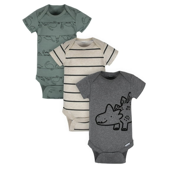 Gerber Organic Cotton Short Sleeve Onesies Bodysuits, 3pk (Baby Boy)