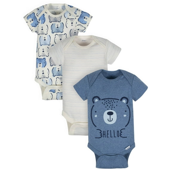 Gerber Organic Cotton Short Sleeve Onesies Bodysuits, 3pk (Baby Boy)