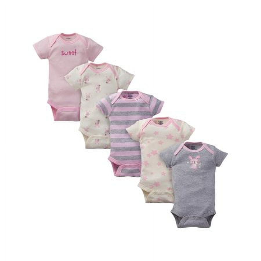 Gerber Organic Cotton Short Sleeve Onesies Bodysuits 5 Pack Baby Girls