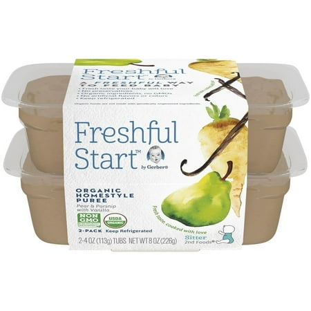 Gerber Organic Freshful Start Homestyle Pear & Parsnip with Vanilla, 2-4 oz Tubs