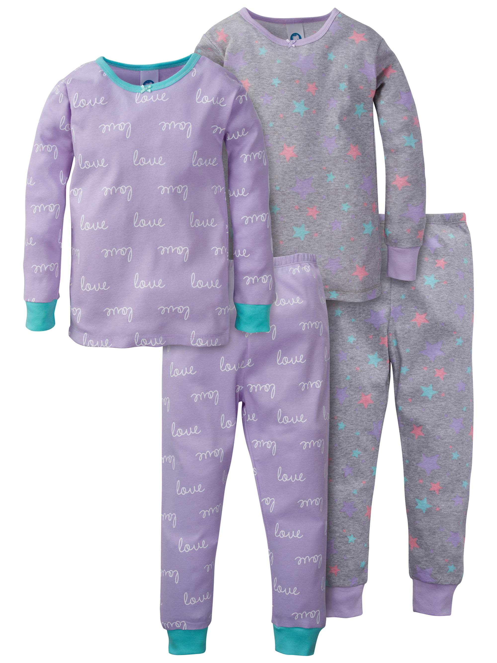 Gerber Organic cotton mix n match pajamas, 4pc set (baby girls