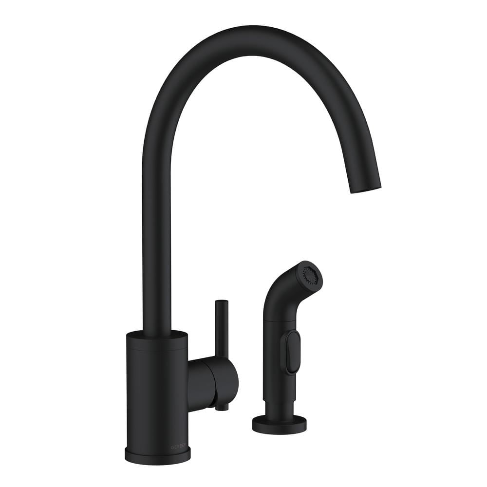 Satin Black Single Handle Kitchen Faucet with Side Spray